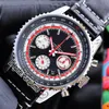 43mm B1 TWA Special Edition Watches AB01211B1B1X2 AB01211 Quartz Chronograph Mens Watch Red Inner Black Dial Steel Case Läderband PURETIME PTBE C140