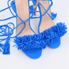 샌들 Lovirs 여자 하이힐 오픈 발가락 12cm 프린지 크로스 스트랩 레이스 업 드레스 스틸레토 신발 플러스 5-15