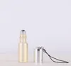 5ML Pendant Pearl Lustre Roll Bottle Essential Oil Empty Perfume Glass Vials Keychain With Metal Roller Ball