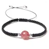 Braccialetti a maglie 10mm Quarzi naturali Perline di pietra Bracciale a treccia per donna Uomo Coppia Prehnite Ametiste Lava Reiki Polsino in corda nera