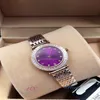 Mode exquise montres préférées des femmes en acier inoxydable Light Purple Surface et Sapphire Mirror; Cadran Diamant Quartz Se201Z