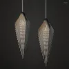 Pendant Lamps Retro Iron Bird's Wing Lights Soft Decoration Model Room Restaurant Hanging Staircase Bedroom Bar Suspension Lumin