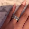 Trouwringen Luxe half eeuwigheid kristallen kubieke zirkonia voor vrouwen Bruidvoorstel Betrokkenheid Cocktail Party Ring Trendy sieraden