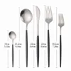 Dinnerware Sets 5Pcs Set Frosted Black Silver Combination Stainless Steel Forks Knives Spoons Tableware Cutlery Drop