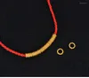 Beads Pure 24K 3D Yellow Gold Bead Beatuiful Mini Rope Ring DIY Accessories