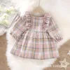 Girl Dresses Infant Girls Dress 2023 Autumn Winter Long Sleeve Casual Princess Plaid Party Ruffles Baby Children Clothing 3M-3 Years