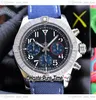 43mm Avenger II 1884 Horloges AB01821A1C1X1 Quartz Chronograph Mens Bekijk blauw binnenste zwarte wijzerplaat stalen kast blauw nylon lederen band puretime ptbe c135