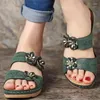 Slippers Summer Women Open Toe Ene Natual Ladies Flower Decoration Slingback Slginglals Platform Wedge Slides Beach