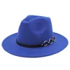 Chapéus de fedora clássicos para homens Mulheres largura Panamá boné com o cinto de couro de O Rings