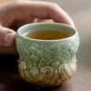 Ceramic Gourd Tea Cup 90 ml Boutique Gradient Blue Carving Threen-Ben Master Cup Stor singel Vintage Teacup Creative