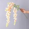 Flor de seda de Wisteria artificial por atacado 5 garfos de 110 cm de comprimento de nove cores para escolher a decoração de videira pendurada