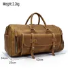 Duffel Bags Vintage Men Travel Bag Crazy Horse echt leer groot met schoenvak grote bagagebedrijf handtas