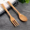 Flatware Sets 2Pcs Wooden Spoon Fork Set Dinner Soup Dessert Salad Portable Cutlery For Office Lunch Picnic