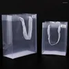 Papel de regalo Bolsa transparente de PVC Empaquetado artesanal Bolsas con asa para mujeres de negocios Compras Cajas de fiesta portátiles al por mayor
