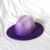 Beralar gradyan fedora şapka kadınlar geniş kısrak caz en son sonbahar İngiliz retro erkek unisex kişiselleştirilmiş