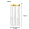 500ml Diameter 68mm Plastic Cosmetic Packaging Bottle Clear PET Food Candy Packaging Pots Aluminum Screw Lid Empty Flower Tea Jars