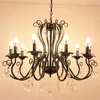 Chandeliers American Wrought Iron Crystal Bedroom Study Hanging Light Black Living Room Dining Candle Chandelier Lighting