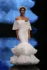 Off Shoulder Mermaid Wedding Dresses with Sleeves Lace Floral Tiered Skirt Dancing Princess Bridal Gown Flamenca Vestidos De