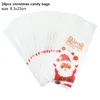크리스마스 장식 25pcs 산타 클로스 캔디 가방 노엘 쿠키 선물 포장 Xmas 홈 장식 년을위한 투명 플라스틱 포장