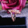 Bröllopsringar Visisap Rose Gold Color 5A Zircon för kvinnor Big Stone Inlaid Crown Ring sälj smycken grossist B2829