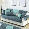 Chair Covers Blue Striped Cotton Sofa For Living Room Sectional Slipcovers Anti-slip Corner Cover Towel Protector 1 Piece