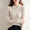 Women's Knits Spring And Autumn 2023 Women's Collar Woolen Cardigan Thin Sweater Coat Short Shirt Versatile Knitwear