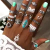 Cluster Rings Product Vintage Turquoise. Flowers. Moon. Spray. Pentagram Open Ring 15 Piece Set Joint