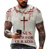 Herr t-shirts t-shirts för män korsar grafisk Jesus Kristus 3D-tryck herr t-shirt retro klassisk kortärmad lös personlighet överdimensionerade toppar t230103