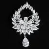 Grande broche en cristal en forme de larme, couleur argent, pour femmes, Bouquets de mariage, accessoires de collier de luxe, bijoux cadeau