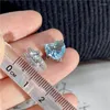Backs oorbellen blauw zirkon hartoor clips oordingen geen piercing schattige asymmetrie voor meisjes vrouwen 2023 mode elf sieraden