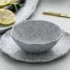 Plates Design Granite Pattern Ceramic Plate Dish Rice Salad Bowl Retro Porcelain Tray Household Tableware Dinner Set