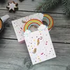 Sac cadeau Goodie en papier licorne personnalisé avec poignées arc-en-ciel pour fournitures de fête d'anniversaire pour enfants A365