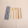 Ensemble de vaisselle en bois cuillère à café en bambou fourchette couteau à soupe ensemble de couverts de restauration avec sac en tissu cuisine outils de cuisine ustensile SN4281