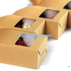 10x21,5x6 cm 120 unids/lote caja de papel Kraft con ventana transparente embalaje de regalo DIY almacenamiento de alimentos bolsa de organo para aperitivos galletas nueces
