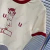 トップレディースデザイナー服Tシャツmiui漫画猫ガールプリントショートベアウエストTシャツの色エッジ