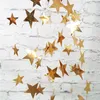 Parti dekorasyonu 4m parlak altın kağıt çelenk yıldız ip afişleri ev duvar asılı bebek duş iyilikleri için düğün afiş