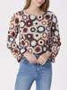 Kadın bluzları jastie bohemian çiçek işlemeli bluz tepeleri o boyun boyunlu uzun kollu örgü sonbahar kadın boho üst blusas mujer de moda 2023