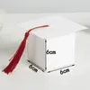 Anpassad examenhatt med Tassel Box Candy Chocolate Party Favor Boxes With Blue White Black Color A366