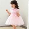 Robes d'été pour filles, en maille de coton, couleur unie, vêtements pour enfants, Style de fête, 21 ans