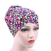 Etniska kläder 2023 Tryckfärg Rika Small Floral Turban Hat Leopard Family Pullover Sunscreen Windproof Cotton Back Bun Head