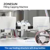 ZONESUN Automatic Vial Liquid Filling and Capping Machine Cosmetic Essential Oil Perfume Eyedrop Dropper Bottles ZS-AFC7