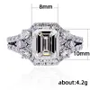 Anneaux de mariage de luxe classique plaqué argent carré cristal fiançailles pour femmes briller CZ pierre incrustation mode bijoux bande