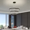 Candeliers anéis redondos Luzes LED para sala de jantar de cozinha de cozinha iluminação interna Decoração de lâmpadas diminuídas de brilho