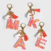 Keychains Lanyards Fashion Soft Clay Stuffed Resin Letter Keychain Women Bag Charms A Z Initial Alphabet Pendant With Key Rings Tassel Party Gifts 230103
