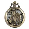 Zegarki kieszeni Chińskie owce zodiakowe zegarek Bronze Half Antique wisiant Naszyjnik