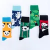 Chaussettes pour hommes hiver coton Panda fleurs et oiseaux coloré haut de gamme Tube loisirs couleur chaussettes de mode.