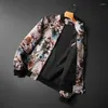 Herenjacks 18 kleuren lente en herfst boetiek print heren casual stand kraag jas sociale straat mannelijke jas 5xl bommenwerper kleding