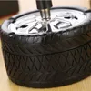 Nova bandeja criativa de cinzas de cinzas para pneus para decora￧￣o para acess￳rios para fumantes de decora￧￣o, push para baixo, push para baixo, cinzeiro com tampa
