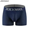 Jockmail Erkek iç çamaşırı boksör hip pedleri ile yastıklı örgü erkekler boksörleri bupaded elastik kesikler geliştirme217f