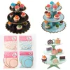 Plates 3 Layer Bronzing Cupcake Fruit Dessert Paper Stand Display Rack DIY Birthday Wedding Party Table Trays Supplies